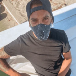 Ketten-Maske Black Universe -Herz Schmuck Geschaft Stoffmaske Kette Hinterkopf Mundschutz Maske Hygienemaske Filter Fashion Unisex Damen Herren schwarz weiss Black Universe Mati 4 280728