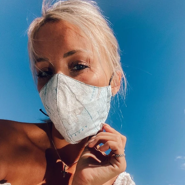 Kettenmaske Blau Worldmap – Bild 2