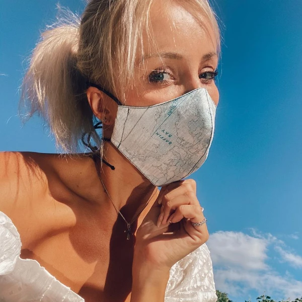 Kettenmaske Blau Worldmap – Bild 3