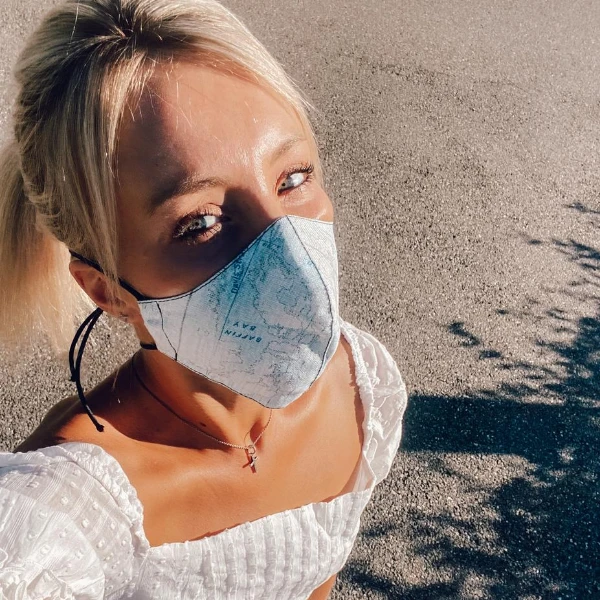 Kettenmaske Blau Worldmap – Bild 4