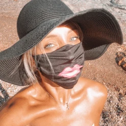 Stoffmaske Pink Lips -Herz Schmuck Geschaft Stoffmaske Mundschutz Hygieneschutz Maske Gesichtsmaske Pink Lips 2 456376