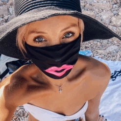 Stoffmaske Pink Lips -Herz Schmuck Geschaft Stoffmaske Mundschutz Hygieneschutz Maske Gesichtsmaske Pink Lips 3 773838