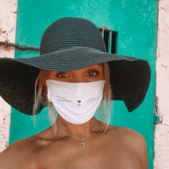 Stoffmaske White Cat -Herz Schmuck Geschaft Stoffmaske Mundschutz Hygieneschutz Maske Gesichtsmaske White Cat 2 949057