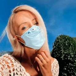 Baumwolle Maske Boho Cloud -Herz Schmuck Geschaft Stoffmaske Mundschutz Maske Damen Fashion Design Schweiz Baumwolle Filter hellblau Deko Boho Cloud Cindy 2 797437