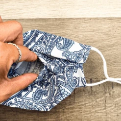 Stoffmaske Benirras -Herz Schmuck Geschaft Stoffmaske Mundschutzmaske Hygienemaske Maske Baumwolle Filter Fashion Style Benirras Paisley Bandana Details blau 2