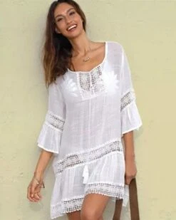 Strandkleid Tunika Yvette -Herz Schmuck Geschaft Strandkleid Damen Tunika Kleid Sommerkleid Strand Boho Yvette weiss 1 806917