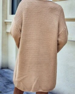 Lange Strickjacke Susy -Herz Schmuck Geschaft Strick Cardigan Strickjacke Knitted Loungewear Cozy Zopfmuster gerippt langer Cardigan Damen Susy beige 6