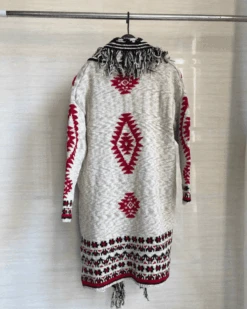 Strickjacke Unisex Boho Tulum -Herz Schmuck Geschaft Strickjacke Cardigan Herren Bohemian Ethno Kimono Fransen Hippie Maenner Tulum weiss schwarz rot 3 163039