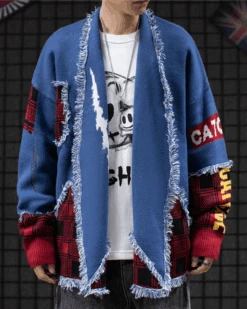 Cardigan Herren V-Style 17 Cardigan Herren V-Style -Herz Schmuck Geschaft Strickjacke Cardigan Jeansjacke Herren Maenner Kimono Fransen Bohemian V Style blau 3 359722