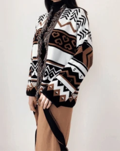 Strickjacke Brownie Heart -Herz Schmuck Geschaft Strickjacke Cardigan Bohemian Kimono Damen Ethno Muster Boho Fashion Style Fransen Brwonie Heart 1 557420