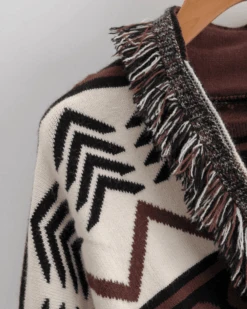 Strickjacke Brownie Heart -Herz Schmuck Geschaft Strickjacke Cardigan Bohemian Kimono Damen Ethno Muster Boho Fashion Style Fransen Brwonie Heart 9 134110