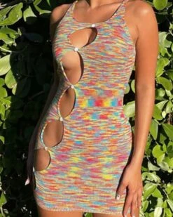 Farbiges Cut-Out Strickkleid Gwenny -Herz Schmuck Geschaft Strickkleid Kleid Sommerkleid Cut Outs Minikleid farbig bunt Gwenny 4