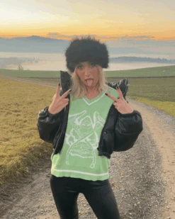 Pullover Reaper -Herz Schmuck Geschaft Strickpullover Pullover Damen V Ausschnitt Gruen Sensemann Fashion Reaper gruen 4 402318