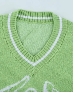 Pullover Reaper -Herz Schmuck Geschaft Strickpullover Pullover Damen V Ausschnitt Gruen Sensemann Fashion Reaper gruen 6 463543