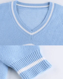 Pullover Totenkopf -Herz Schmuck Geschaft Strickpullover Pullover Damen V Ausschnitt Totenkopf Herz Skull weiss hellblau 3 581839