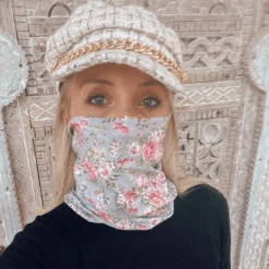 Halstuch Schalmaske Rosalia -Herz Schmuck Geschaft Sturmmaske Schalmaske Balaclava Schlauchmaske Schweiz Corona Fashion Maske Stoffmaske Blumen Rosen Rosalia gruen Cindy 4 789960