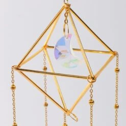 Suncatcher Amari -Herz Schmuck Geschaft Suncatcher Sonnenfaenger Kristall Windspiel Haengen Prisma Licht Dekoration Serne Mond Glocke Kristallsteine Amari gold 5