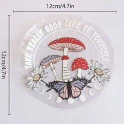 Sun Catcher Sticker Mushroom Universe -Herz Schmuck Geschaft Suncatcher Sonnenfanger Aufkleber Sticker Fenster PVC Regenbogen Prismen Sun Catcher Mond Pilze Blumen Schmetterling Mushroom Universe rosa blau rot 1