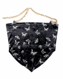 Top Black Butterfly -Herz Schmuck Geschaft Top Crop Rueckenfrei Schulterfrei Samt Velvet Gliederkette Schmetterlinge Black Butterfly 1 452610