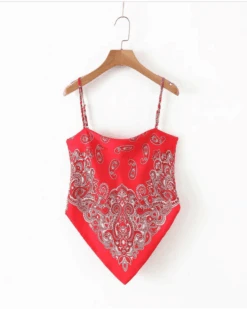 Top Bandana -Herz Schmuck Geschaft Top Croptop Bandeau Triangle Top zum Binden Paisley Bandana rot 277015