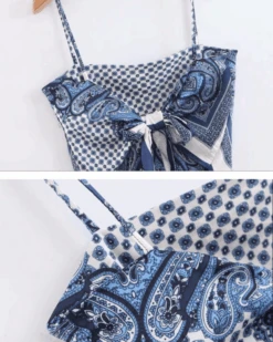 Top Paisley Chic -Herz Schmuck Geschaft Top Croptop Bandeau Triangle Top zum Binden Paisley Chic Bandana blau weiss 2 196404