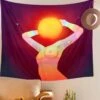 Wandtuch Sun Soul -Herz Schmuck Geschaft Wandtuch Tuch Wand Dekoration Zuhause Home Style Spiritual Psychedelic Frauenfigur Brust Sonne Mond Universum Sun Soul 2 371938