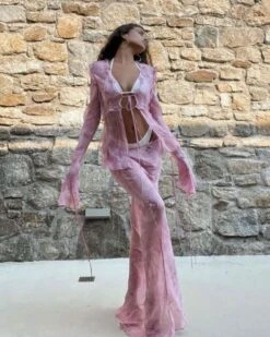 Mesh Ruffle Zweiteiler Set Danna