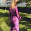 Zweierset Hose & Bluse Purple Om -Herz Schmuck Geschaft Zweiteiler Zweierset Hose Wickelbluse Shirt Goa Indian Fashion Style Om Boho Hippie Bekleidung Damen Schweiz Violett Om indische Zeichen Purple Om Cindy 4 384486