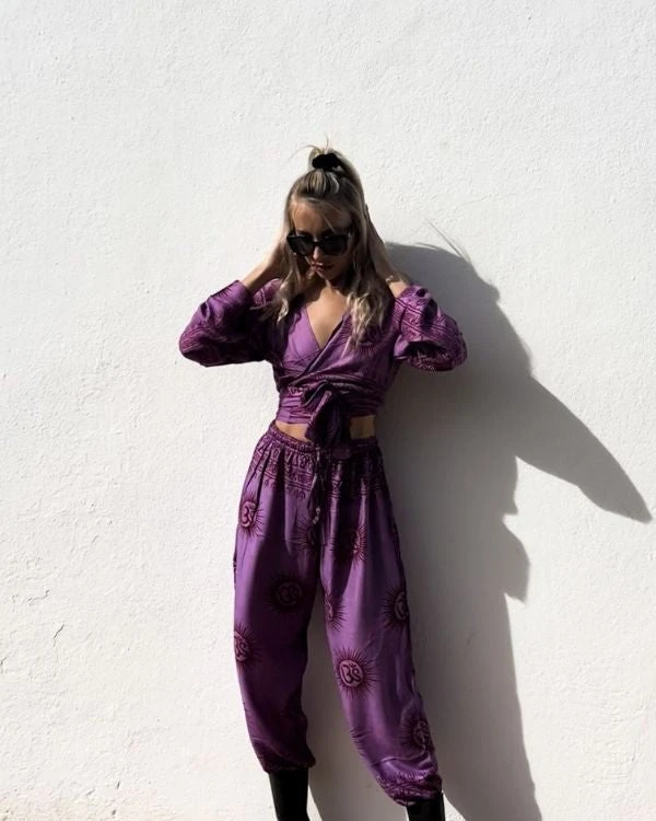 Zweierset Hose & Bluse Purple Om – Bild 3