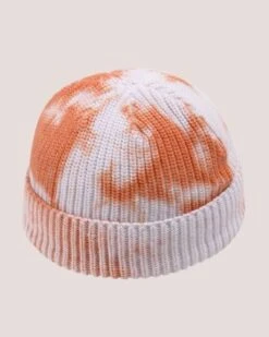 Beanie Batik Style -Herz Schmuck Geschaft beanies muetzen beanie gerippt wintermuetzen fashion unisex damen herren batik tie dye farben baumwolle juststyle orange weiss 897197