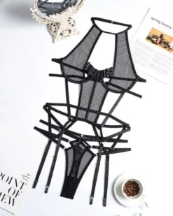 Dessous Bondage Body Andrina -Herz Schmuck Geschaft dessous lingerie erotik reizwaesche bodysuit bondage body fetisch schweiz juststyle schwarz andrina 3 315773