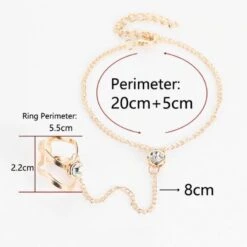 Fingerring Kette Cari -Herz Schmuck Geschaft fingerring armkette ring modeschmuck damen knuckle ring gold diamant stein feine kette Cari 1 329395