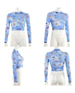 Mesh Shirt Schmetterling 11 Mesh Shirt Schmetterling -Herz Schmuck Geschaft mesh shirt crop top langarm damen transparent fashion style blau schmetterlinge butterfly 3 982066