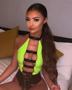 Rave Neckholder Top Beyond -Herz Schmuck Geschaft top festival rave fashion kleidung style bandage party neckholder croptop damen beyond neon gruen 1 922522